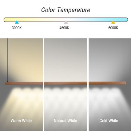 Immax NEO 07305L - Димируема LED полилей на кабел MADEIRA LED/44W/230V Wi‑Fi Tuya 202 cm дъб + дистанционно управление