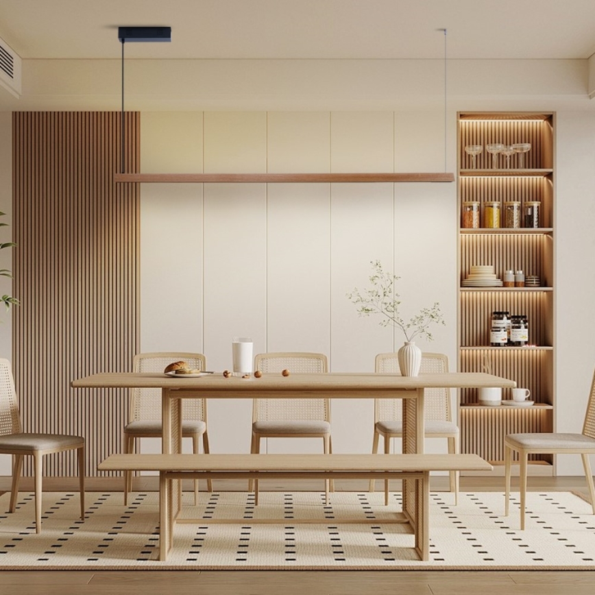 Immax NEO 07305L - Димируема LED полилей на кабел MADEIRA LED/44W/230V Wi‑Fi Tuya 202 cm дъб + дистанционно управление