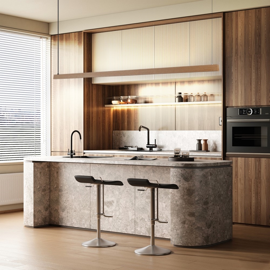 Immax NEO 07305L - Димируема LED полилей на кабел MADEIRA LED/44W/230V Wi‑Fi Tuya 202 cm дъб + дистанционно управление