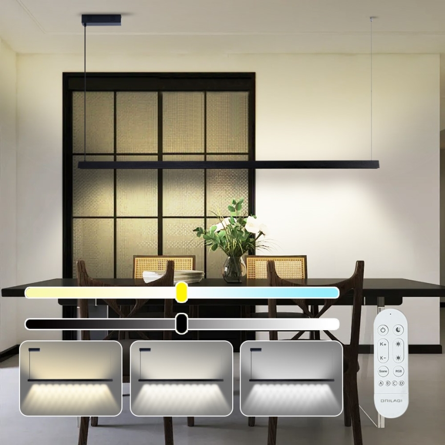 Immax NEO 07308L - LED димируема люстра на шнур MADEIRA LED/44W/230V Wi-Fi Tuya 202 cm черна + дистанционно управление