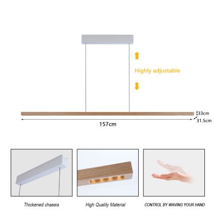 Immax NEO 07310L - димируем LED полилей на кабел с вграден сензор MADEIRA LED/37W/230V 157 cm ясен