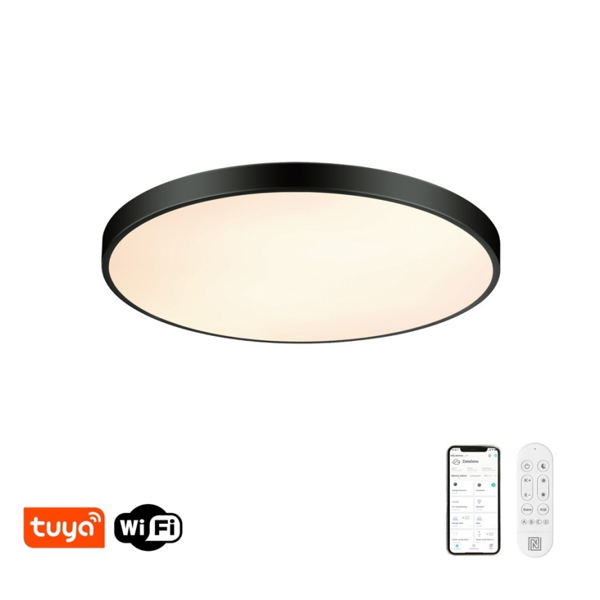 Immax NEO 07313L - димируемо LED таванно осветително тяло SEMPLICI LED/96W/230V Ø 80 см Wi-Fi Tuya черно + дистанционно управление