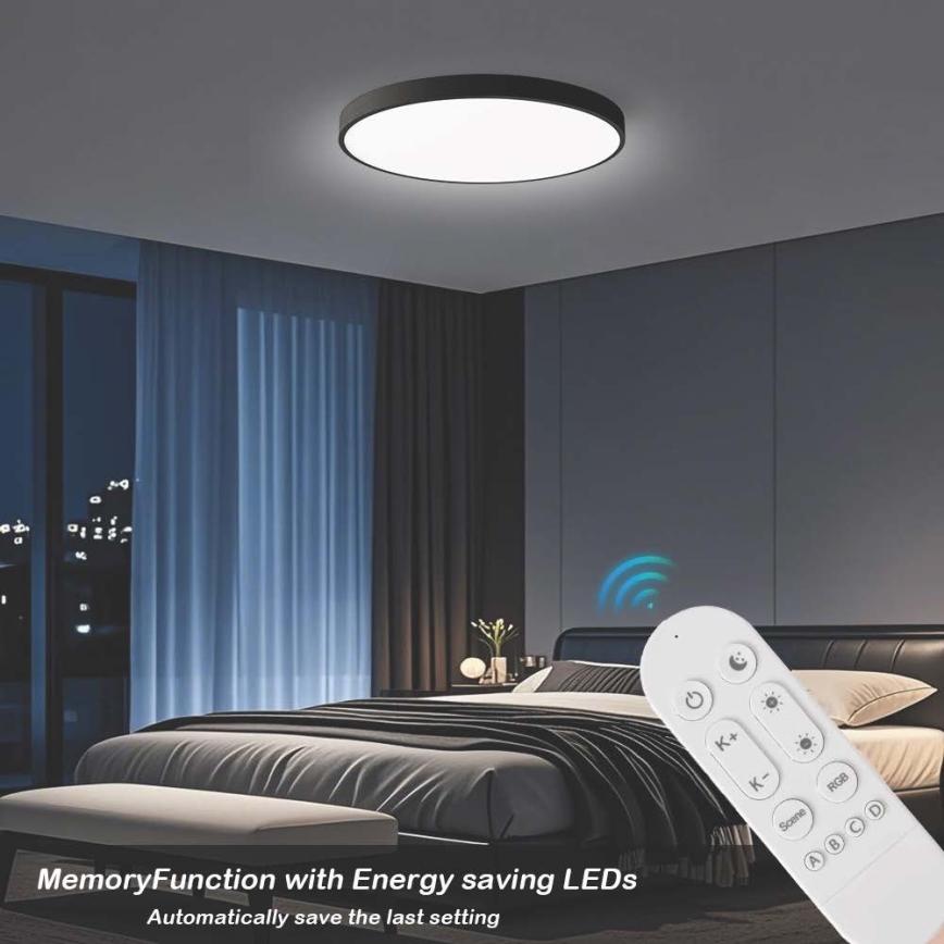 Immax NEO 07313L - димируемо LED таванно осветително тяло SEMPLICI LED/96W/230V Ø 80 см Wi-Fi Tuya черно + дистанционно управление