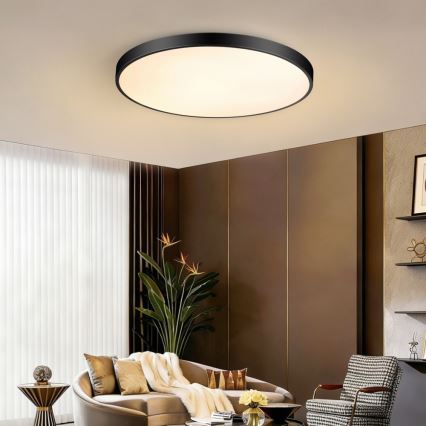 Immax NEO 07313L - димируемо LED таванно осветително тяло SEMPLICI LED/96W/230V Ø 80 см Wi-Fi Tuya черно + дистанционно управление