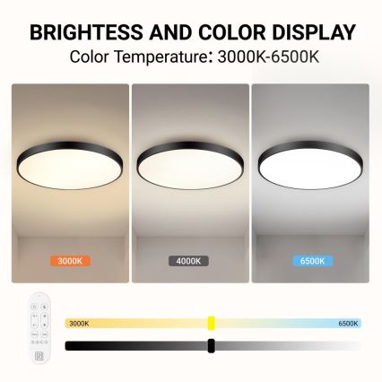 Immax NEO 07313L - димируемо LED таванно осветително тяло SEMPLICI LED/96W/230V Ø 80 см Wi-Fi Tuya черно + дистанционно управление