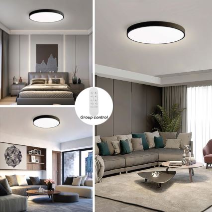 Immax NEO 07313L - димируемо LED таванно осветително тяло SEMPLICI LED/96W/230V Ø 80 см Wi-Fi Tuya черно + дистанционно управление