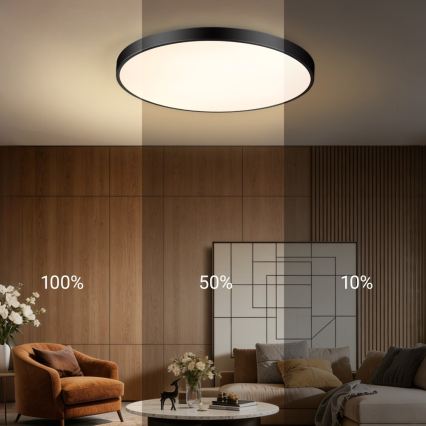 Immax NEO 07313L - димируемо LED таванно осветително тяло SEMPLICI LED/96W/230V Ø 80 см Wi-Fi Tuya черно + дистанционно управление