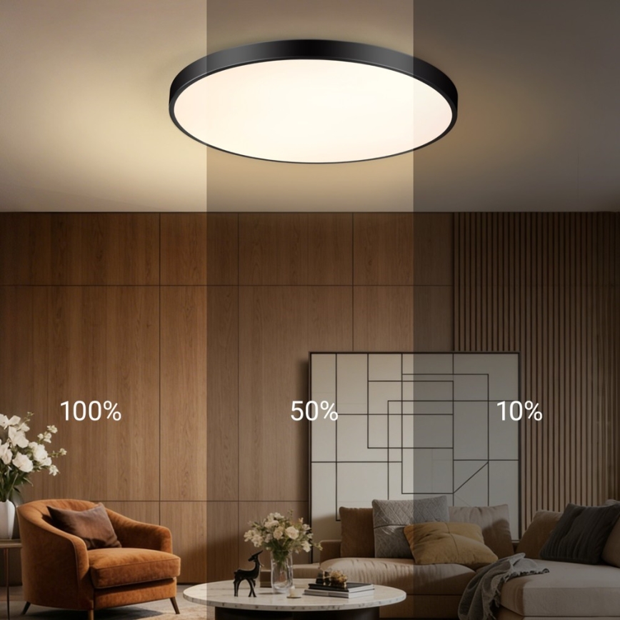 Immax NEO 07313L - димируемо LED таванно осветително тяло SEMPLICI LED/96W/230V Ø 80 см Wi-Fi Tuya черно + дистанционно управление