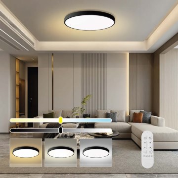 Immax NEO 07314L - Димируемо таванно LED осветително тяло SEMPLICI LED/128W/230V pr. 100 cm Wi-Fi Tuya черно + дистанционно управление