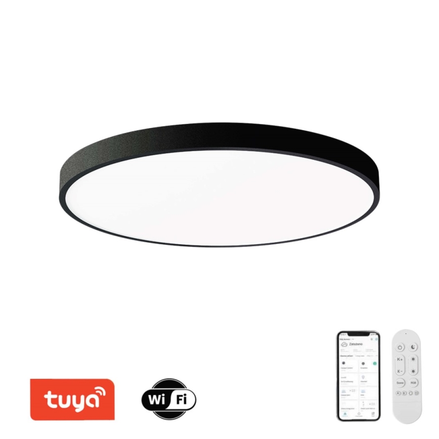 Immax NEO 07314L - Димируемо таванно LED осветително тяло SEMPLICI LED/128W/230V pr. 100 cm Wi-Fi Tuya черно + дистанционно управление