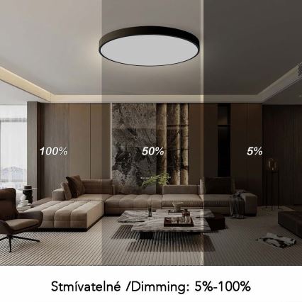 Immax NEO 07314L - Димируемо таванно LED осветително тяло SEMPLICI LED/128W/230V pr. 100 cm Wi-Fi Tuya черно + дистанционно управление