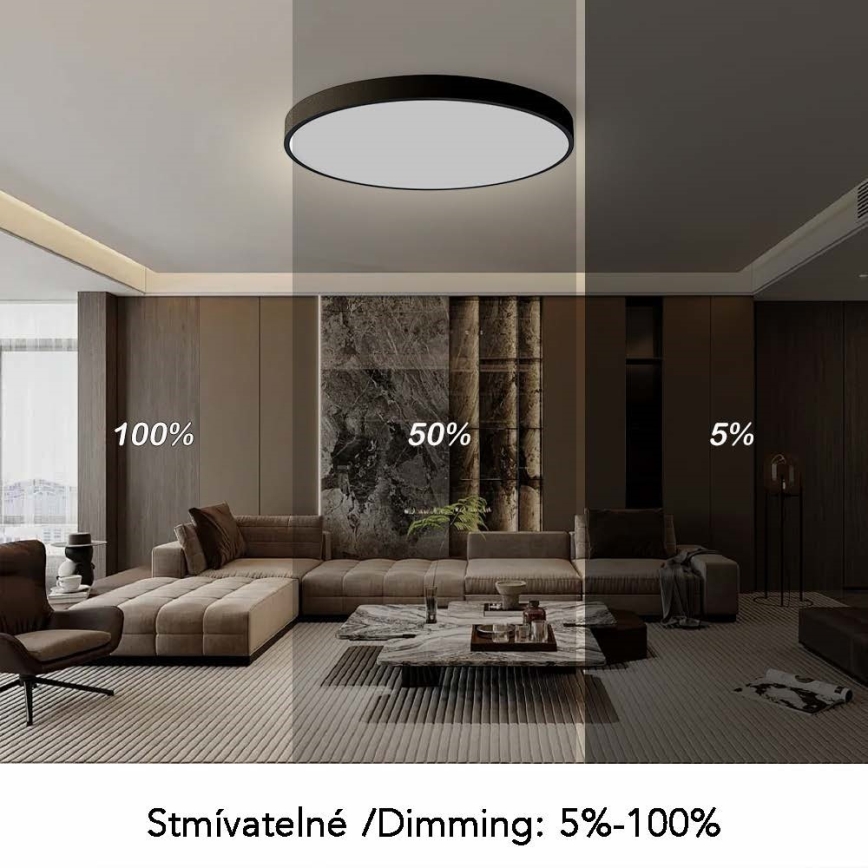 Immax NEO 07314L - Димируемо таванно LED осветително тяло SEMPLICI LED/128W/230V pr. 100 cm Wi-Fi Tuya черно + дистанционно управление