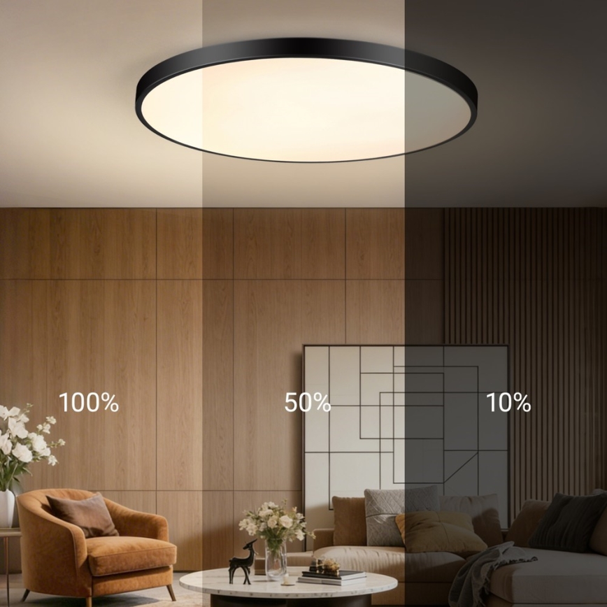 Immax NEO 07314L - Димируемо таванно LED осветително тяло SEMPLICI LED/128W/230V pr. 100 cm Wi-Fi Tuya черно + дистанционно управление