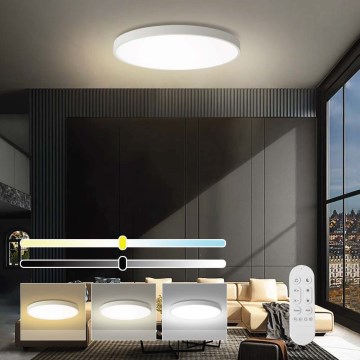 Immax NEO 07315L - димируемо LED таванно осветително тяло SEMPLICI LED/96W/230V, диаметър 80 см, Wi-Fi Tuya, бяло + дистанционно управление