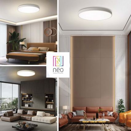 Immax NEO 07315L - димируемо LED таванно осветително тяло SEMPLICI LED/96W/230V, диаметър 80 см, Wi-Fi Tuya, бяло + дистанционно управление