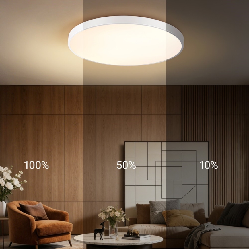 Immax NEO 07315L - димируемо LED таванно осветително тяло SEMPLICI LED/96W/230V, диаметър 80 см, Wi-Fi Tuya, бяло + дистанционно управление