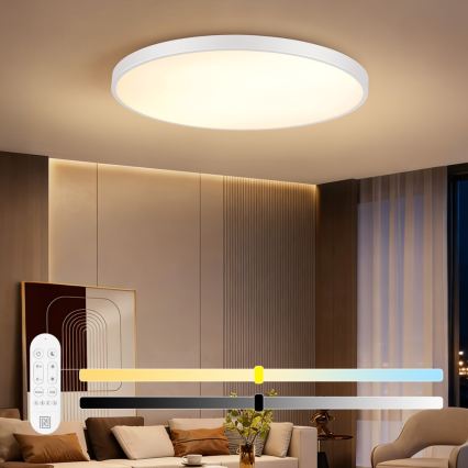 Immax NEO 07316L - Димируемо LED таванно осветително тяло SEMPLICI LED/128W/230V Ø 100 см Wi-Fi Tuya бяло + дистанционно управление
