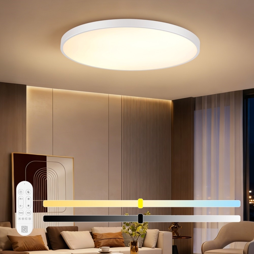 Immax NEO 07316L - Димируемо LED таванно осветително тяло SEMPLICI LED/128W/230V Ø 100 см Wi-Fi Tuya бяло + дистанционно управление