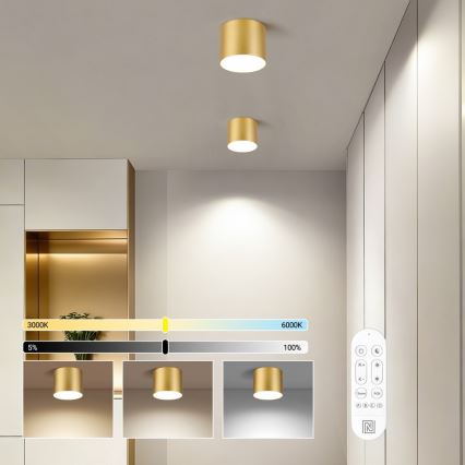 Immax NEO 07317L - RONDATE димируемо LED таванно осветително тяло 18W/230V, Ø 11,5 cm, Wi‑Fi Tuya, златисто