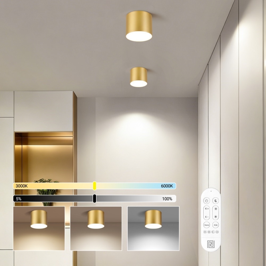 Immax NEO 07317L - LED димируем таванен плафон RONDATE LED/18W/230V Ø 11,5cm Wi-Fi Tuya златист