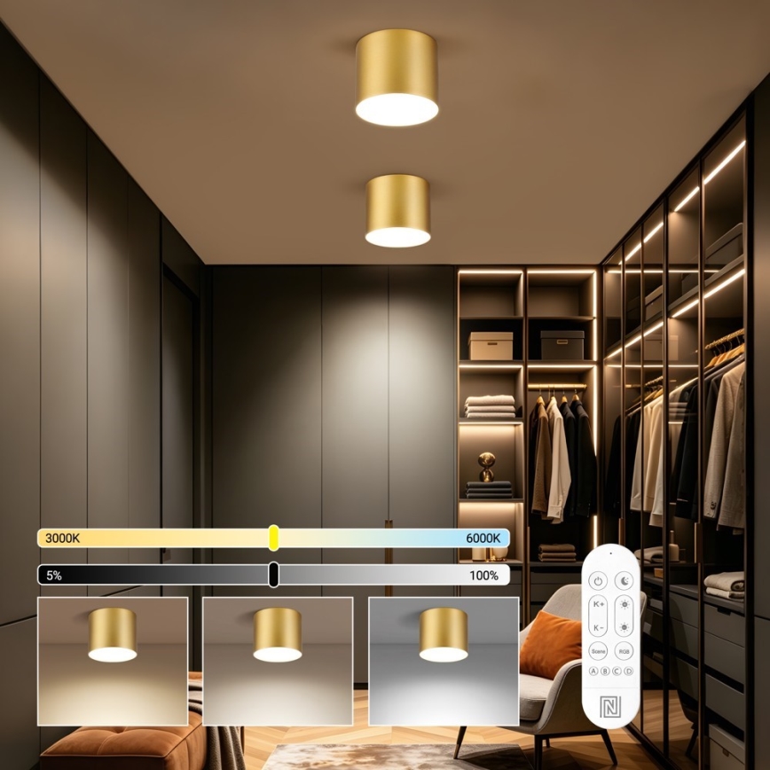 Immax NEO 07318L - LED плафон RONDATE, с възможност за димиране, LED/32W/230V Ø 16,5 см Wi-Fi Tuya, златист