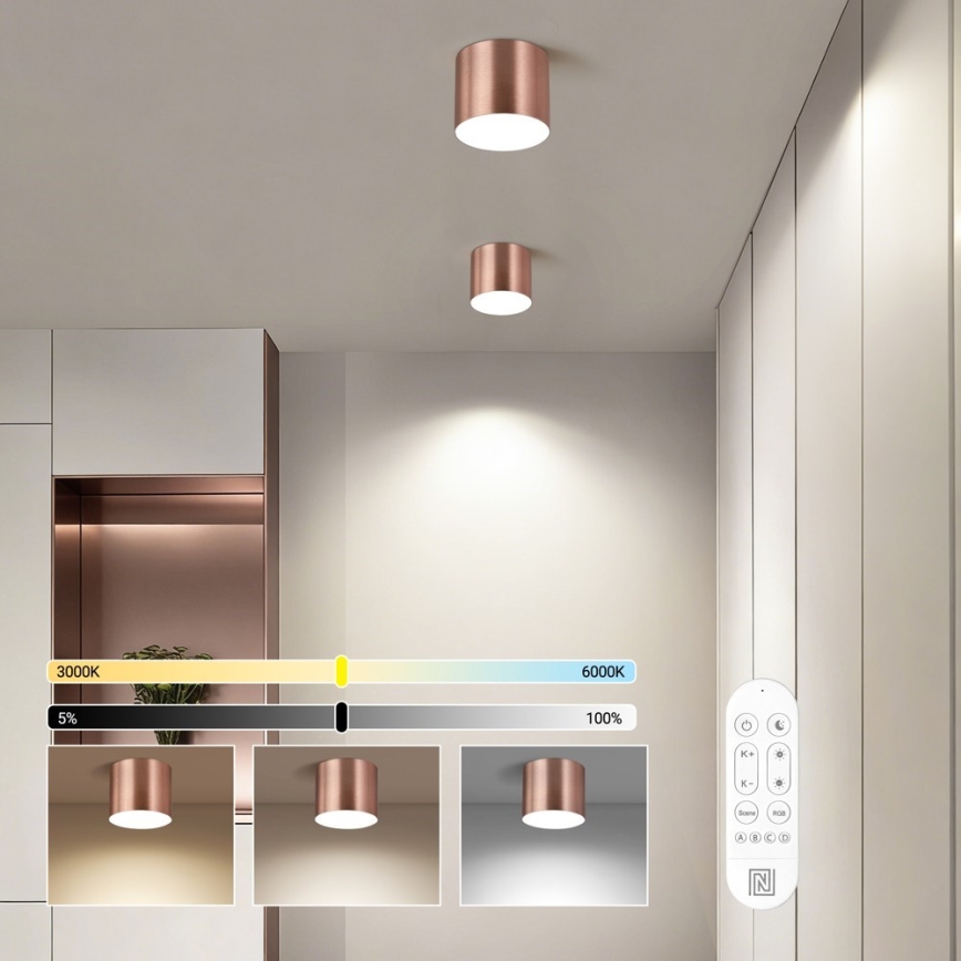 Immax NEO 07319L - Димируемо LED таванно осветително тяло RONDATE, 18W/230V, Ø 11,5 cm, Wi‑Fi (Tuya), розово злато
