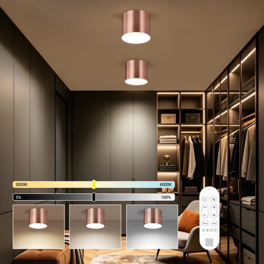 Immax NEO 07320L - Димируема LED таванна лампа RONDATE LED/32W/230V Ø 16,5 см Wi-Fi Tuya розово злато