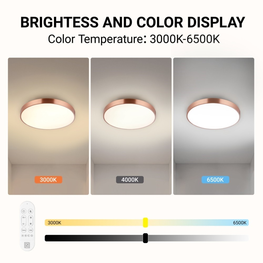 Immax NEO 07321L - LED димируемо таванно осветително тяло NEO LITE SEMPLICI LED/36W/230V диам. 40 см Tuya розово злато + дистанционно управление