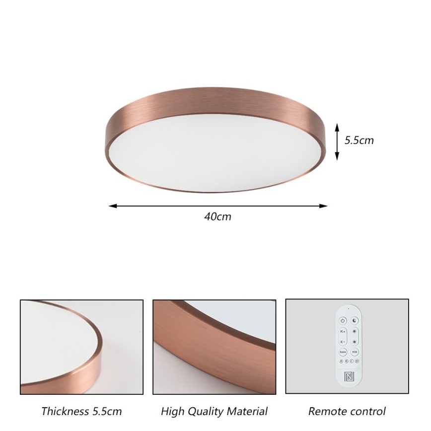 Immax NEO 07321L - LED димируемо таванно осветително тяло NEO LITE SEMPLICI LED/36W/230V диам. 40 см Tuya розово злато + дистанционно управление