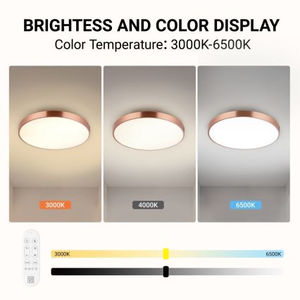 Immax NEO 07322L - LED плафон с възможност за димиране NEO LITE SEMPLICI LED/60W/230V Ø 60 см Tuya розово злато + дистанционно управление