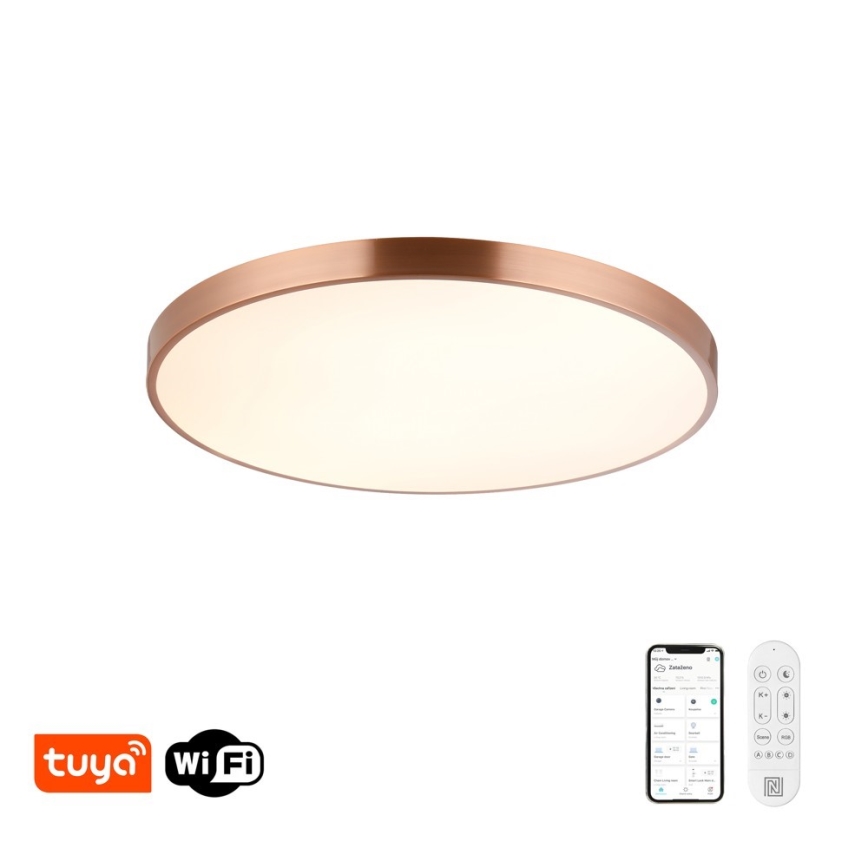 Immax NEO 07323L - Димируемо LED таванно осветително тяло SEMPLICI LED/96W/230V Ø 80 cm Wi-Fi Tuya, розово злато + дистанционно управление