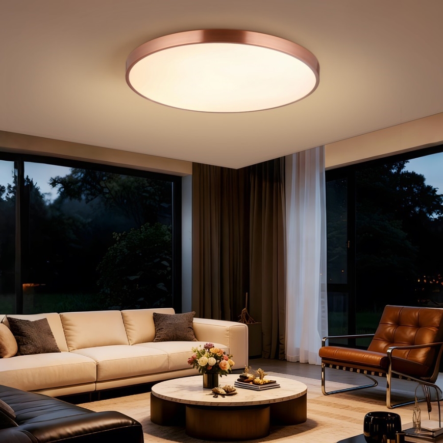 Immax NEO 07323L - Димируемо LED таванно осветително тяло SEMPLICI LED/96W/230V Ø 80 cm Wi-Fi Tuya, розово злато + дистанционно управление