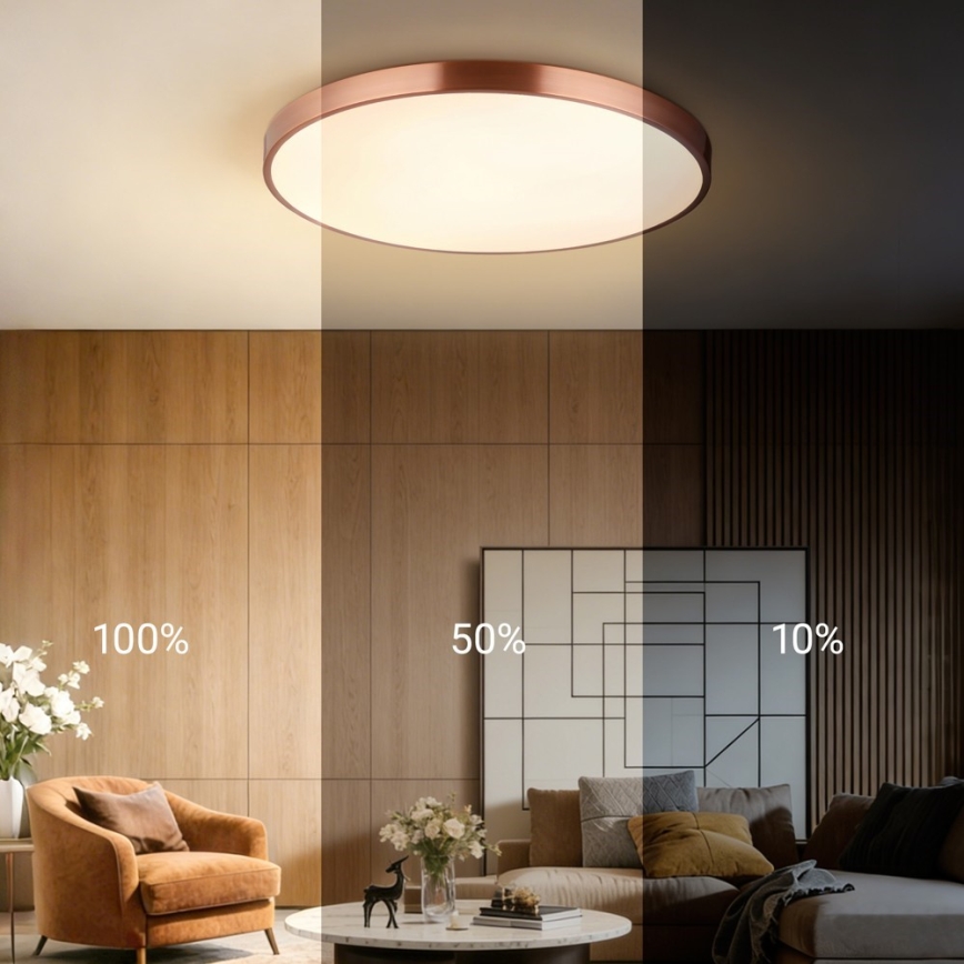 Immax NEO 07323L - Димируемо LED таванно осветително тяло SEMPLICI LED/96W/230V Ø 80 cm Wi-Fi Tuya, розово злато + дистанционно управление