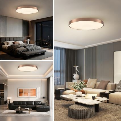 Immax NEO 07323L - Димируемо LED таванно осветително тяло SEMPLICI LED/96W/230V Ø 80 cm Wi-Fi Tuya, розово злато + дистанционно управление