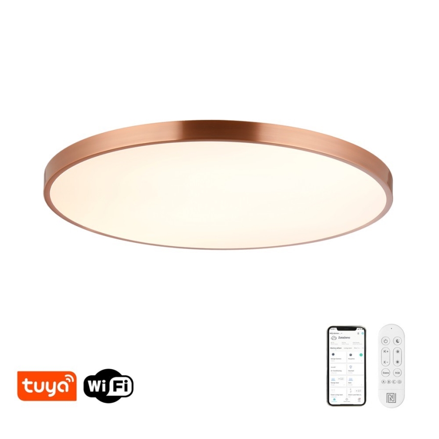Immax NEO 07324L - димируемо LED таванно осветително тяло SEMPLICI LED/128W/230V диаметър 100 см Wi-Fi Tuya златно + с дистанционно управление