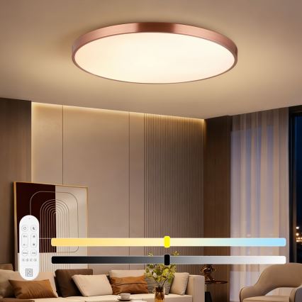 Immax NEO 07324L - димируемо LED таванно осветително тяло SEMPLICI LED/128W/230V диаметър 100 см Wi-Fi Tuya златно + с дистанционно управление