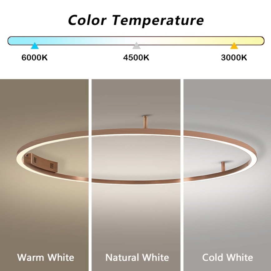 Immax NEO 07325-120C - Димируемо LED таванно осветително тяло FINO LED/72W/230V 120 cm Tuya розово злато + дистанционно управление