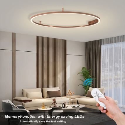 Immax NEO 07325-120C - Димируемо LED таванно осветително тяло FINO LED/72W/230V 120 cm Tuya розово злато + дистанционно управление