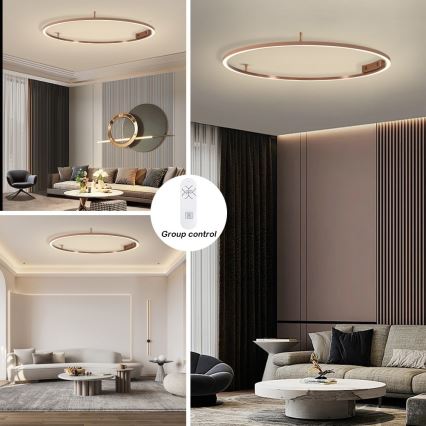 Immax NEO 07325-120C - Димируемо LED таванно осветително тяло FINO LED/72W/230V 120 cm Tuya розово злато + дистанционно управление