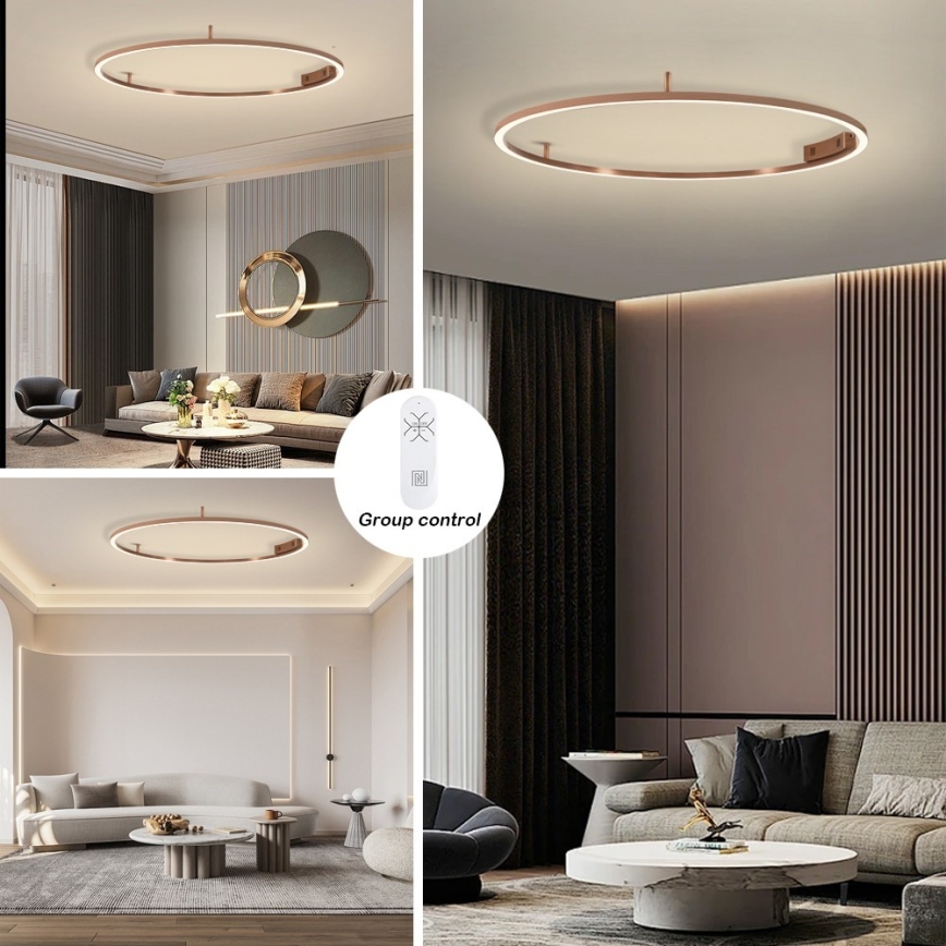 Immax NEO 07325-120C - Димируемо LED таванно осветително тяло FINO LED/72W/230V 120 cm Tuya розово злато + дистанционно управление