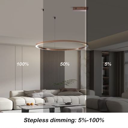 Immax NEO 07327L - LED димируем полилей на кабел FINO LED/55W/230V 80 см Tuya розово злато + дистанционно управление