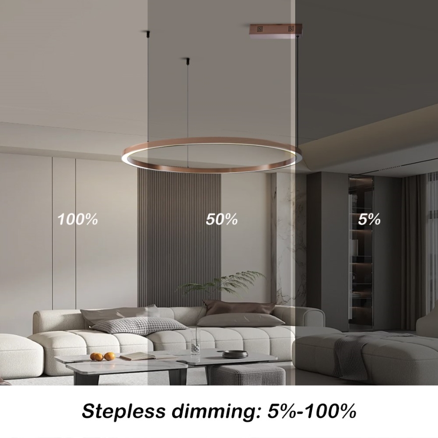 Immax NEO 07327L - LED димируем полилей на кабел FINO LED/55W/230V 80 см Tuya розово злато + дистанционно управление