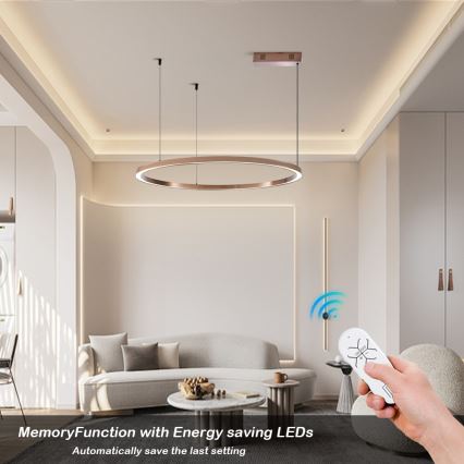 Immax NEO 07327L - LED димируем полилей на кабел FINO LED/55W/230V 80 см Tuya розово злато + дистанционно управление