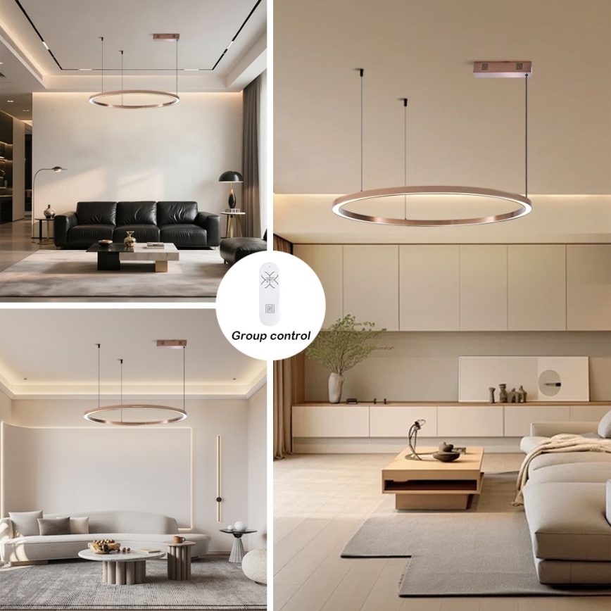 Immax NEO 07327L - LED димируем полилей на кабел FINO LED/55W/230V 80 см Tuya розово злато + дистанционно управление