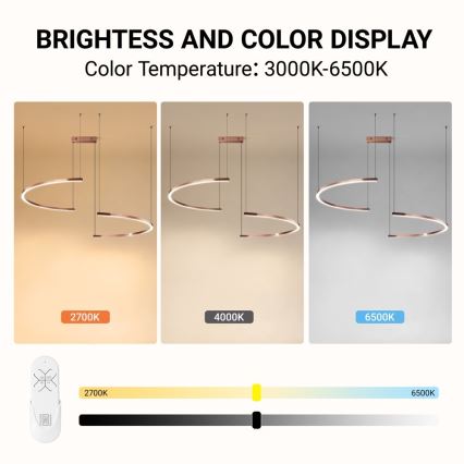 Immax NEO 07328L - LED полилей на кабел FINO с възможност за димиране LED/72W/230V 120 cm розово злато Tuya + дистанционно управление