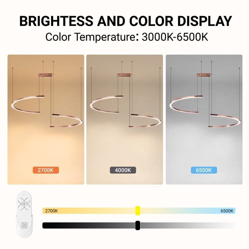 Immax NEO 07328L - LED димируем полилей на кабел FINO LED/72W/230V 120 cm Tuya розово злато + дистанционно управление