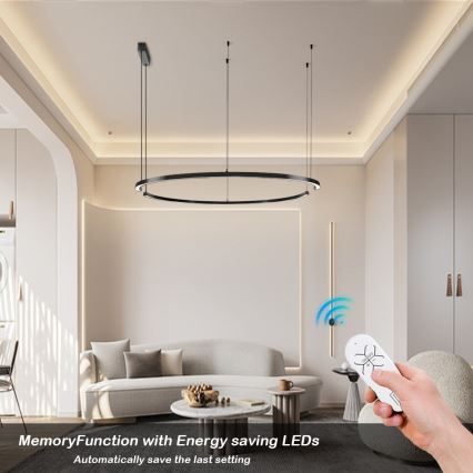 Immax NEO 07329L - LED полилей на кабел FINO с димиране LED/72W/230V 120 cm Tuya черен + дистанционно управление