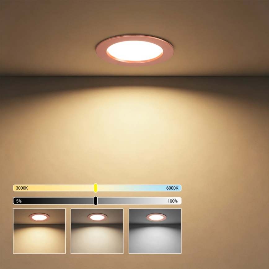 Immax NEO 07330L - LED димируемо вградено осветително тяло DOWN LED/12W/230V Wi-Fi Tuya Ø 12 см розово злато