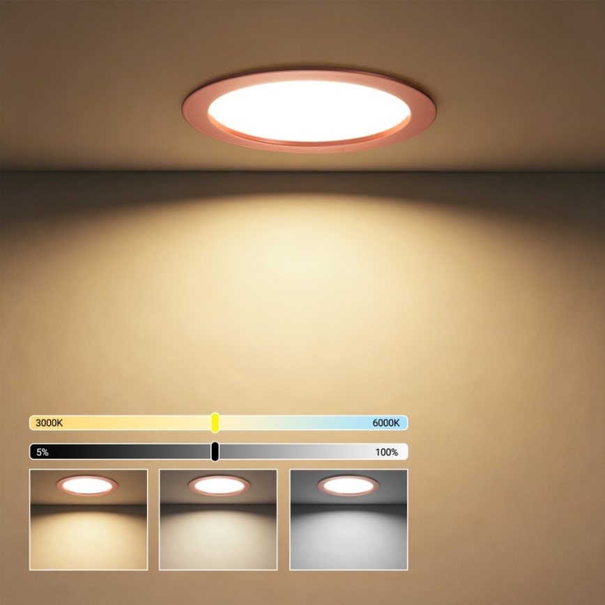Immax NEO 07331L - LED димируемо вградено осветително тяло DOWN LED/36W/230V Wi-Fi Tuya Ø 23 cm розово злато