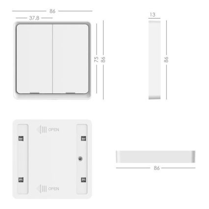 Immax NEO 07507C - К-кт 3бр. превключватели с 2 бутона SMART 3xCR2430 Zigbee 3.0 Tuya